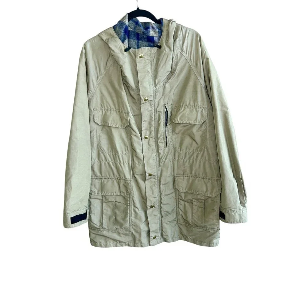 REI Men's Vintage Plaid Wool Blanket Lined Winter Parka Field Jacket Size XL